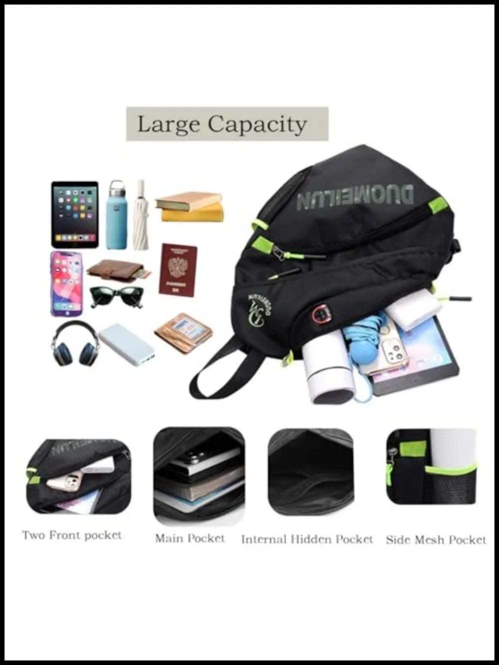Waterproof Sling Backpack Crossbody Bag for Travel Hiking Men Women